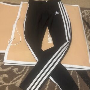 adidas Black Joggers with White Three-Stripes
